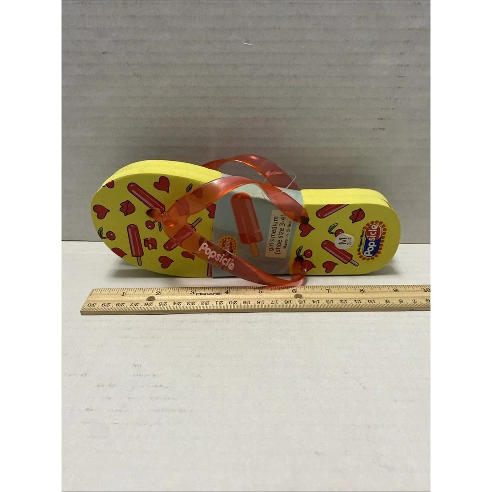 POPSICLE FLIP FLOPS GIRLS YELLOW Brand NEW Summer Shoes Medium 3-4